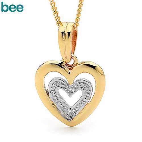 Image of Bee Jewelry 9 kt guld hjerte med diamanter - 2 stk 0,005 ct i, model 65410